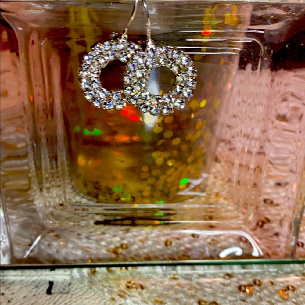 Silver Small Rhinestones Earrings.